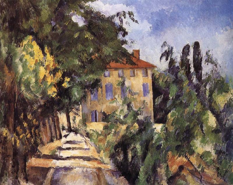 Paul Cezanne red roof houses oil painting image